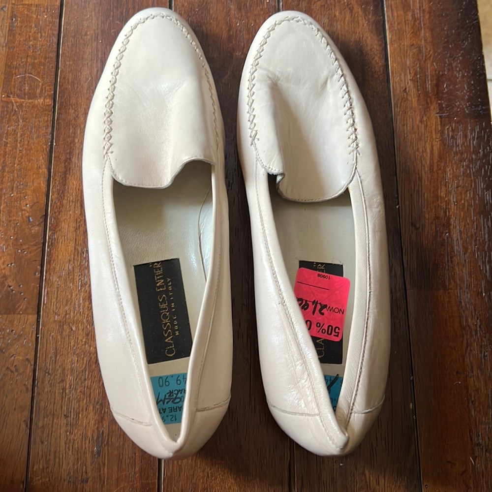 cream leather loafers womens shoes